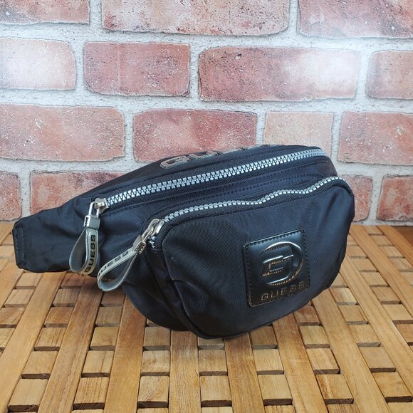 Guess Y2K Black Luxe Fanny Pack, Retro-Chic Waist Bag - Picture 1 of 10
